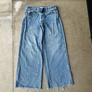 Blue passing low rise baggy jeans